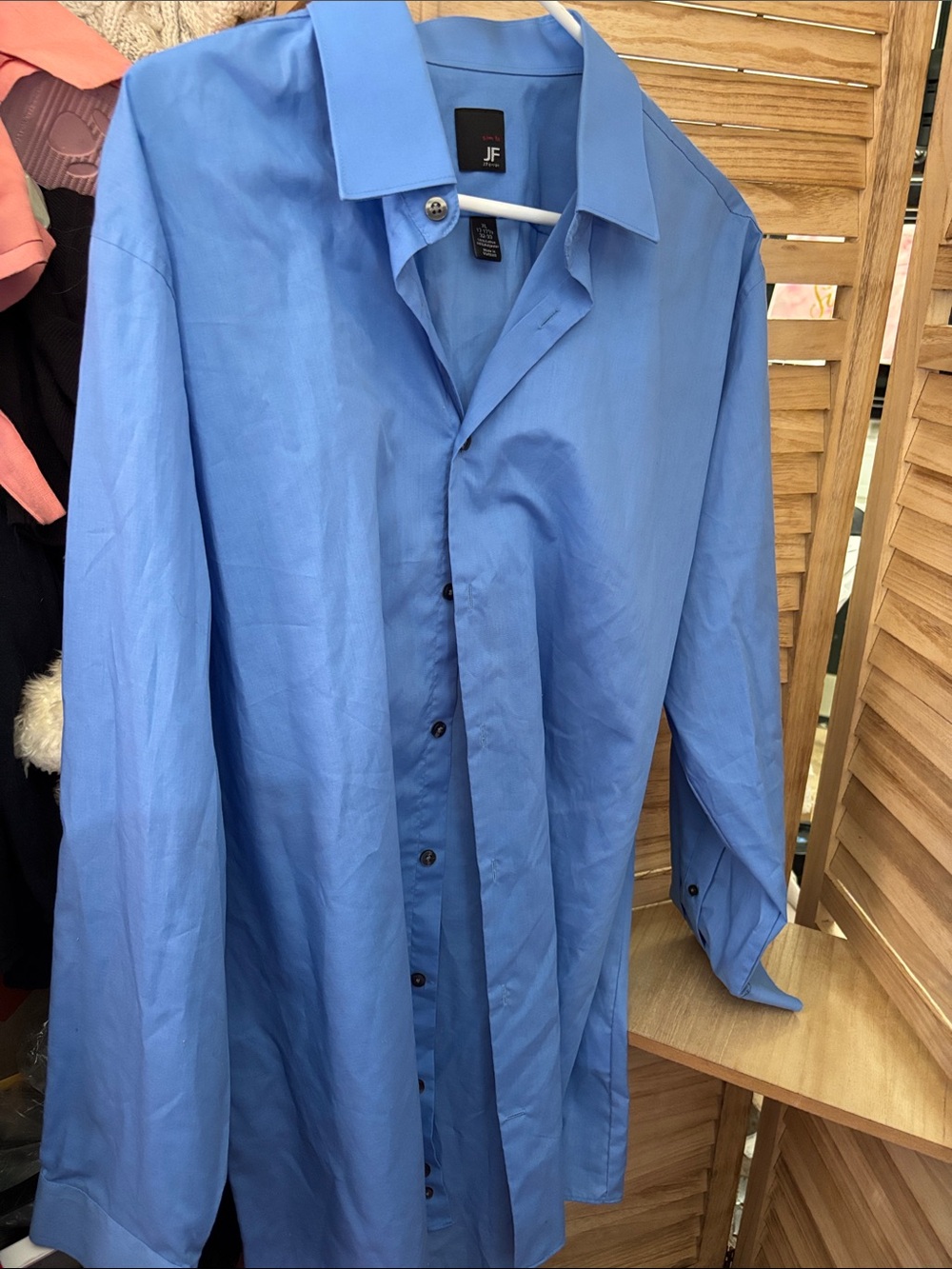 jf j.ferrar Blue Men's Dress Shirt 17-17 1/2 32/33